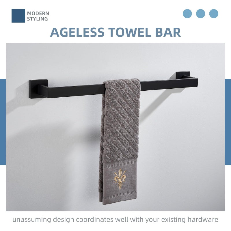 Angle Simple Bath Towel Bar 23.74", Angle Simple Stainless Steel Bathroom Towel Holder, Shower Towel Rod, Single Towel Hanger Bar, Clothing Towel Rack for Wall, Matte Black - Image 3