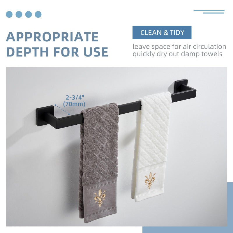 Angle Simple Bath Towel Bar 23.74", Angle Simple Stainless Steel Bathroom Towel Holder, Shower Towel Rod, Single Towel Hanger Bar, Clothing Towel Rack for Wall, Matte Black - Image 4