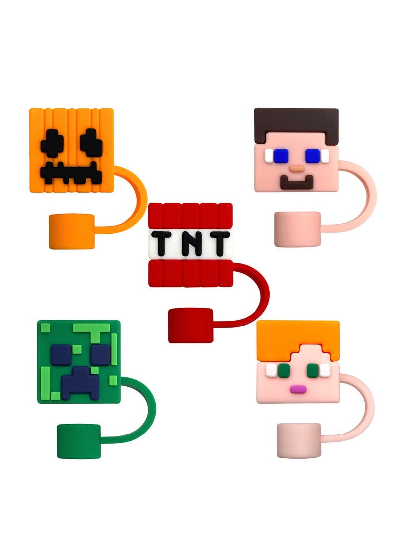 5 قطع من أغطية القش مقاس 10 مم متوافقة مع أغطية القش القابلة لإعادة الاستخدام والمقاومة للغبار بحجم 30 و40 أونصة من لعبة Minecraft - Image 3