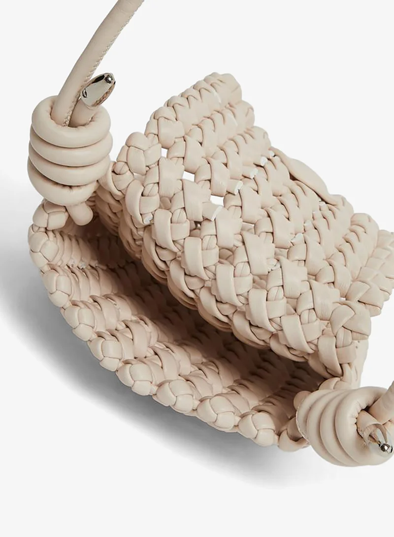 Styli  Beige Woven Leather Crossbody Phone Bag for Women | Best Price UAE