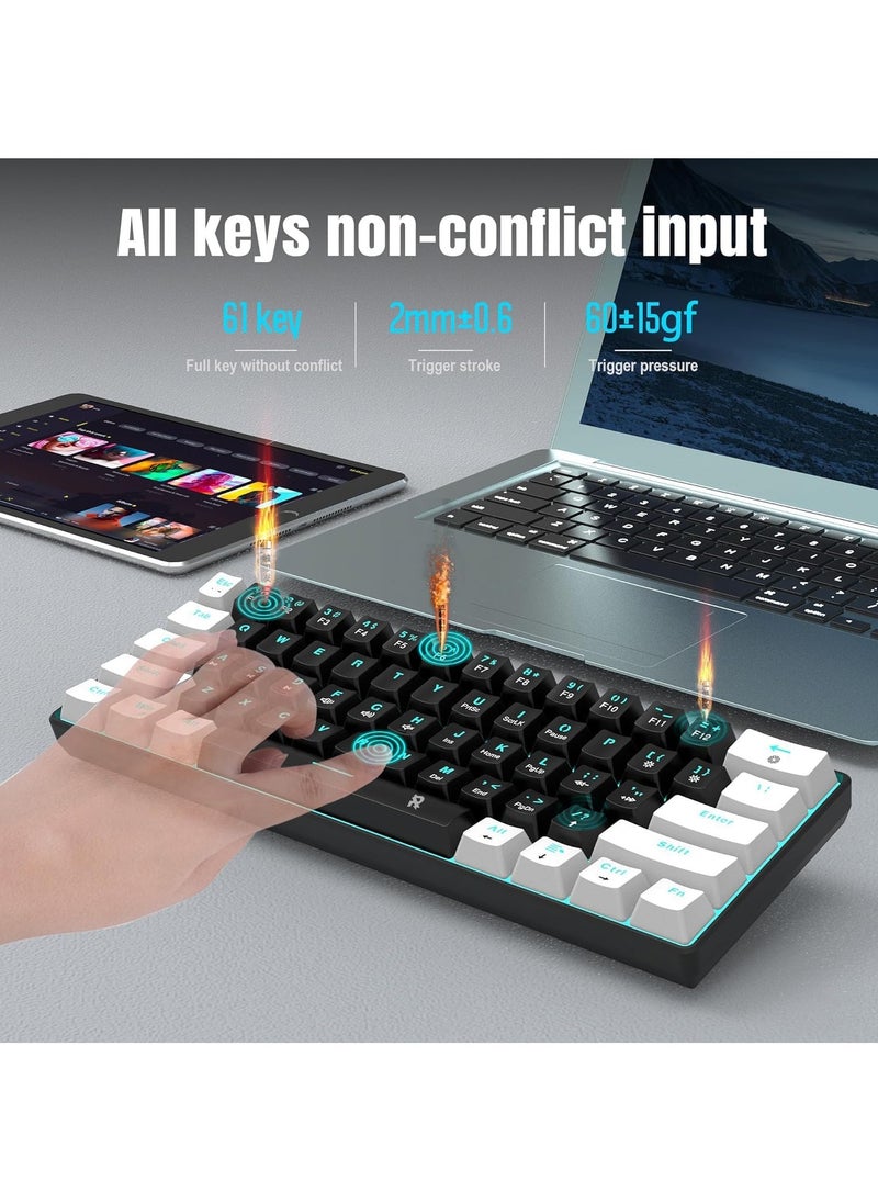 DUNISO Wired Mechanical Gaming Keyboard, 60% portable rainbow LED gaming keyboard, anti ghosting, with tripod and 19 LED lighting effects, suitable for Windows laptops and Mac  - Image 2