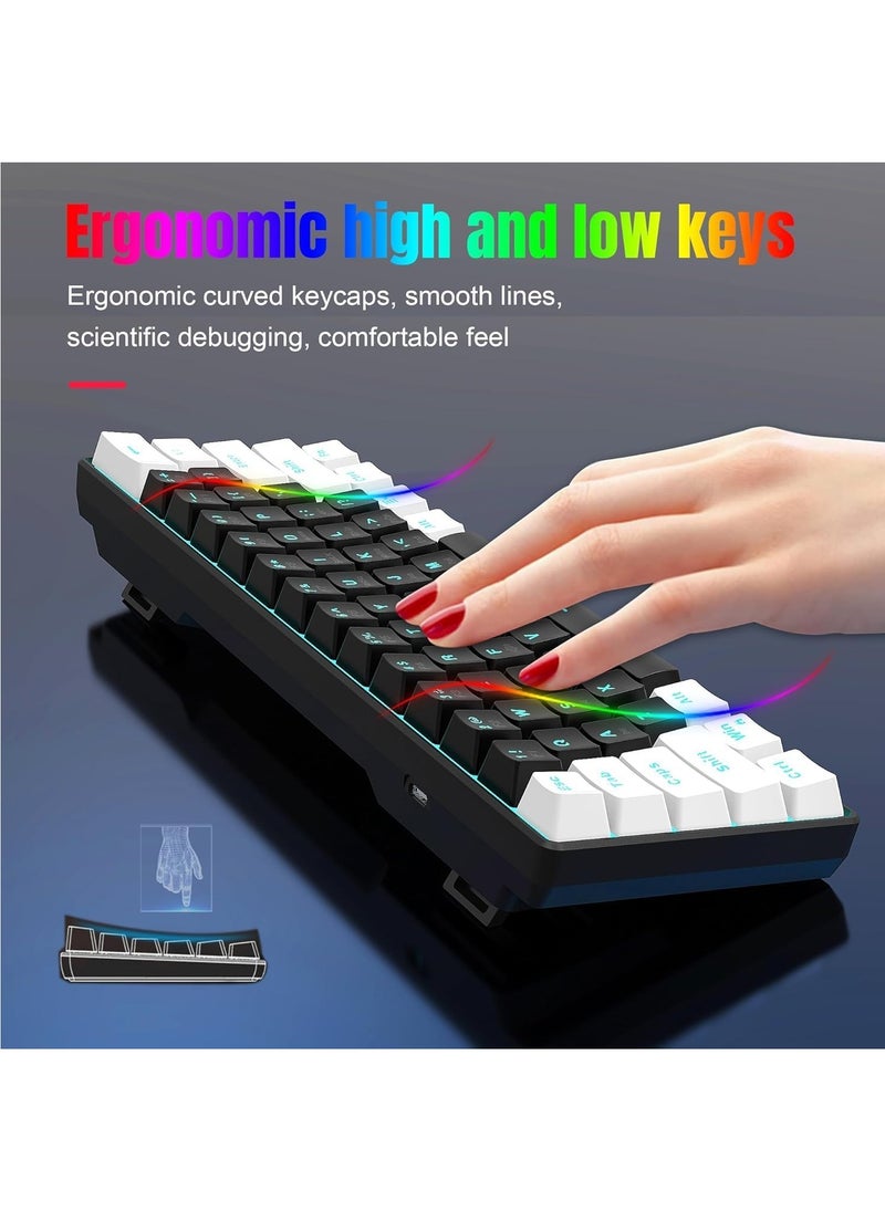 Wired Mechanical Gaming Keyboard, 60% portable rainbow LED gaming keyboard, anti ghosting, with tripod and 19 LED lighting effects, suitable for Windows laptops and Mac