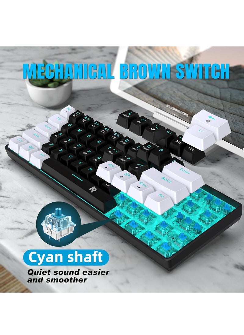 DUNISO Wired Mechanical Gaming Keyboard, 60% portable rainbow LED gaming keyboard, anti ghosting, with tripod and 19 LED lighting effects, suitable for Windows laptops and Mac  - Image 4
