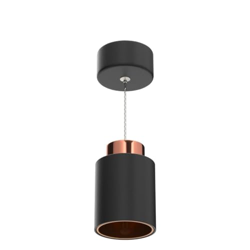Mufasa 9 Watts Black Body Rose Gold Top with Golden Reflector Cylindrical Shape Hanging Spot Light Pendant Light for Bar, Dining Table, Workstation (Set of 2) (Yellow) - Image 4