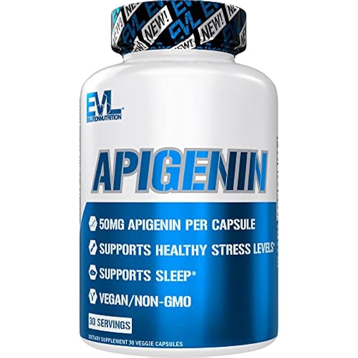 Evlution Apigenin Supplement from Chamomile Extract - Relaxing Apigenin 50mg per Serving for Stress & Mood Support Nutrient Nutrition Vegan Non-GMO Herbal Sleep Supplement (30 Servings) - Image 1
