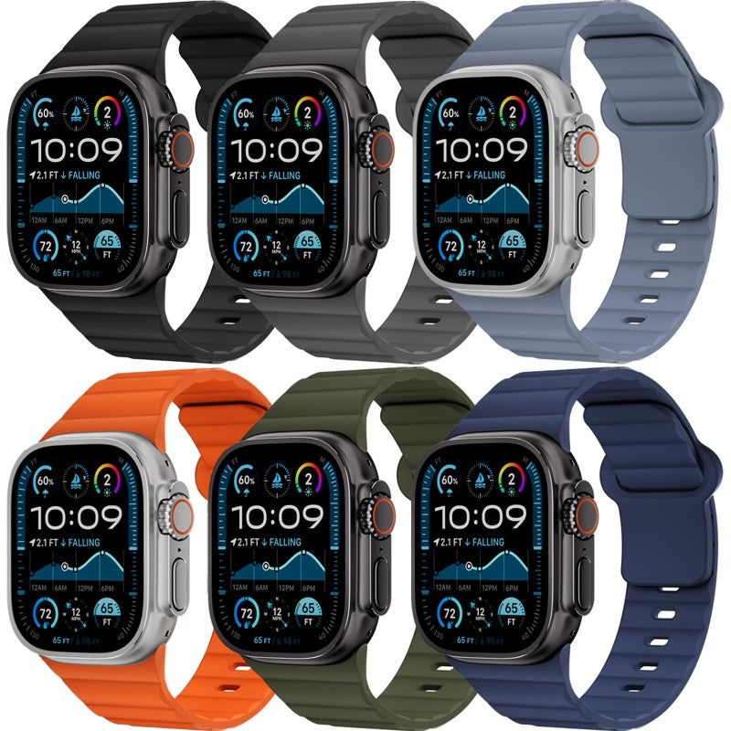 Wowstrap 6 Pack Sport Bands for Apple Watch Ultra/3/2 Band 49mm 46mm 45mm 44mm 42mm 41mm 40mm 38mm iWatch Bands for Men Women,Waterproof Silicone Strap Wristband for Apple Watch Series 11 10 9 8 7 6 5 4 SE 3/2 - Image 1