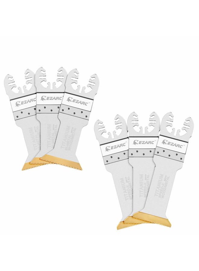 EZARC 6pc Titanium Oscillating Multitool Blades Long Cut Saw Blades Speed Cutting for Wood, Metal and Hard Material, 6-Pack - Image 1