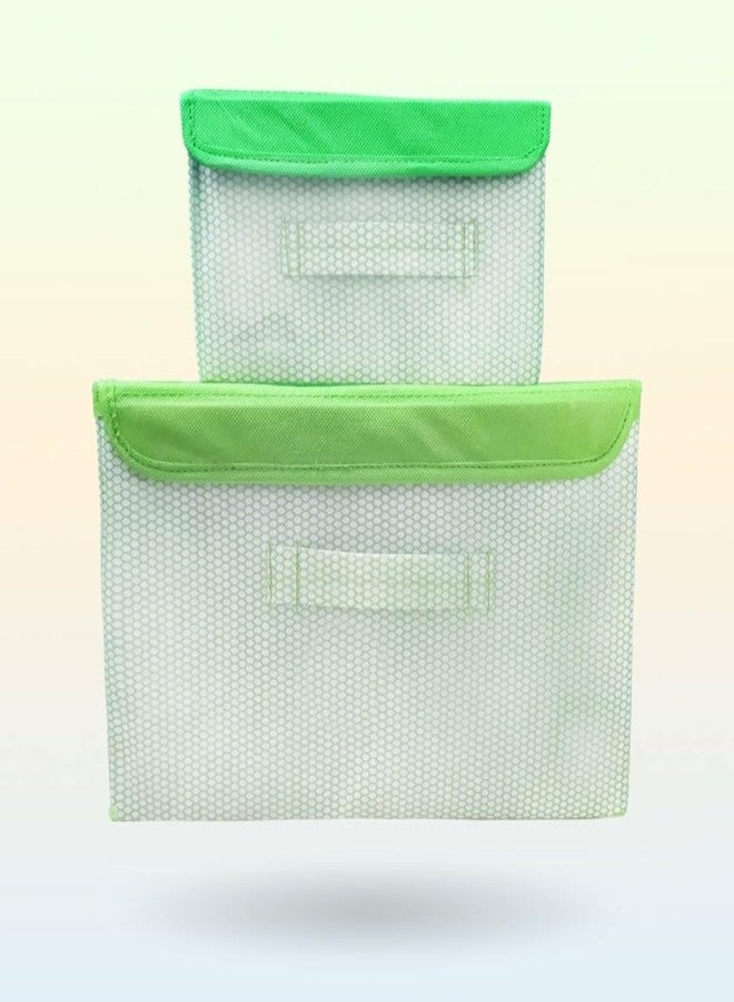 BUYEASY Storage Set of 2 Basket, Box, Bins & Non-Woven Wardrobe Organizer Foldable Drawer Rectangular Stackable BoxBins with Lid - Image 5