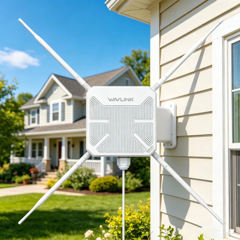WAVLINK موسع واي فاي خارجي WAVLINK AC1200 2026 ثنائي النطاق طويل المدى معزز واي فاي 4x7dBi هوائيات Omni منفذ جيجابت PoE يدعم أوضاع APRepeaterMesh لكاميرات RV والمزارع في الهواء الطلق - Image 2