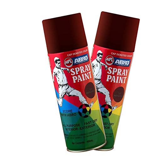 ABRO SP-142 Multipurpose Colour Spray Paint Can DIY Quick Drying for Metal, Wood, Walls, Automotive Cars and Bikes (400ml, Anti-Rust Brown, 2 Pcs) - Image 1