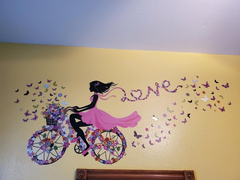 DEKOSH Girl Nursery Wall Decals Set of 2 Designs | Full Wall Multiple Designs Beautiful Girl with Flowers & Butterflies Decorative Wall Stickers for Girls Bedroom - Image 5