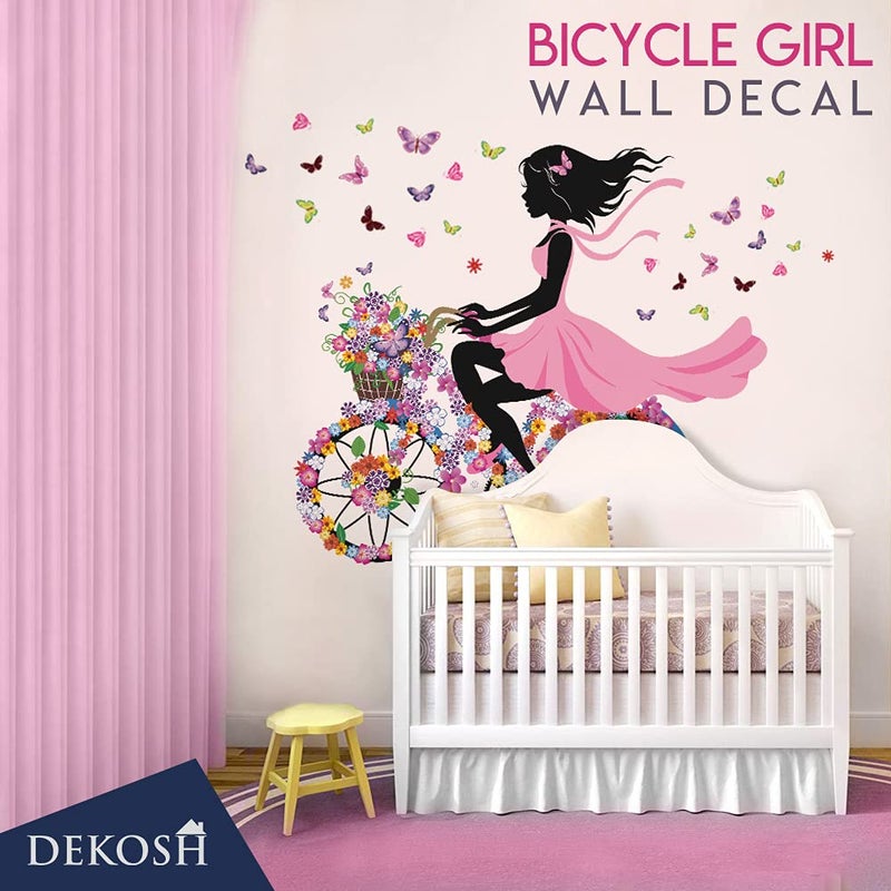 DEKOSH Girl Nursery Wall Decals Set of 2 Designs | Full Wall Multiple Designs Beautiful Girl with Flowers & Butterflies Decorative Wall Stickers for Girls Bedroom - Image 4