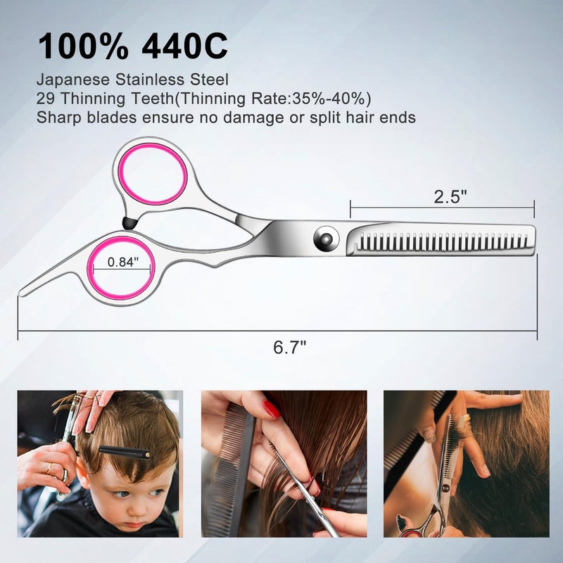 Sirabe 9 Pcs Hair Cutting Scissors Set Hairdressing Scissors Kit,Thinning Scissor,Neck Duster,Hair Comb,Leather Scissors Case,Professional Barber Salon Home Shear Kit For Men Women Pet - Image 3