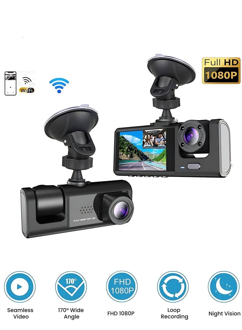 1080P Dual Dash Cam Front & Interior, Car Security Camera with Audio Recording, WDR Night Vision, G-Sensor Auto Emergency Lock, 2-Inch Display, Easy Plug & Play - Image 1