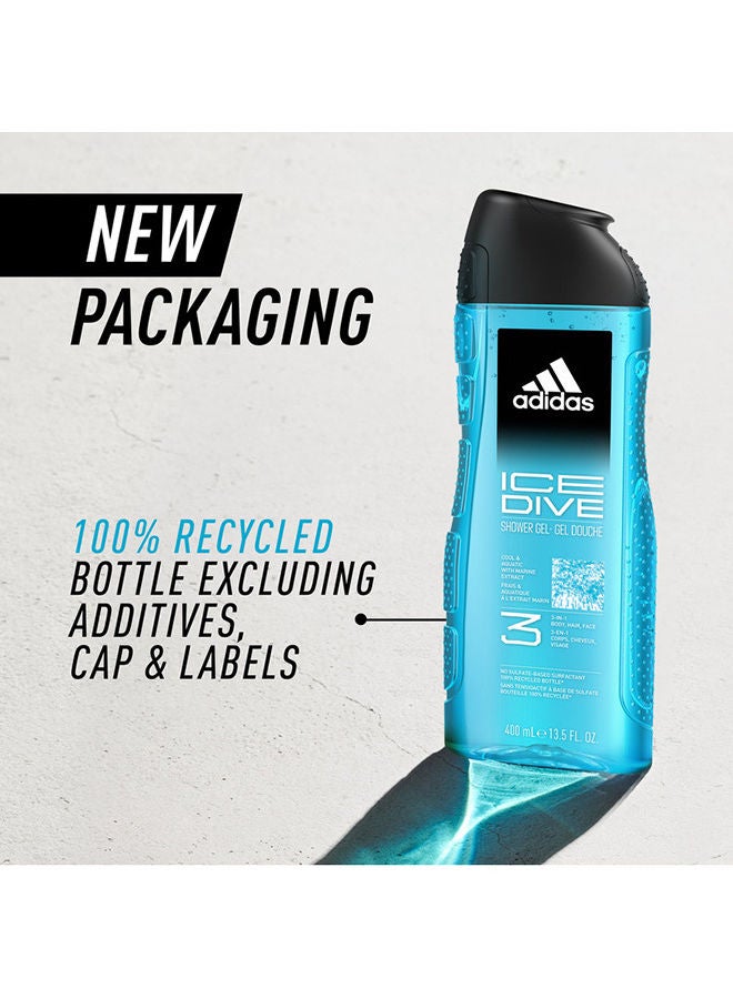 Adidas Ice Dive Shower Gel Clear 400ml - Image 3