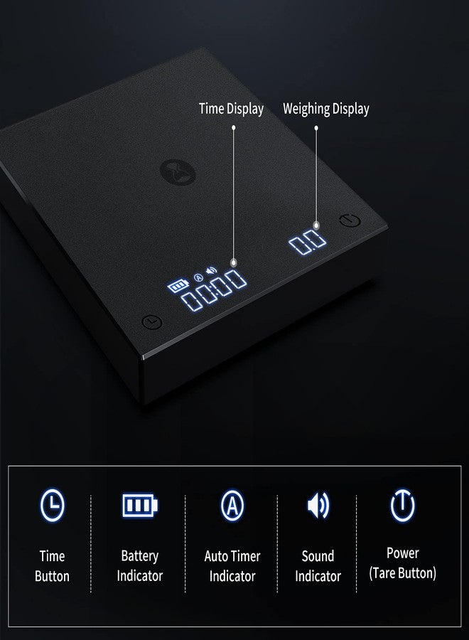 TIMEMORE Coffee Scale, Espresso Scale,Weigh Digital Scale with Timer,2000 Grams(Black) - Image 2