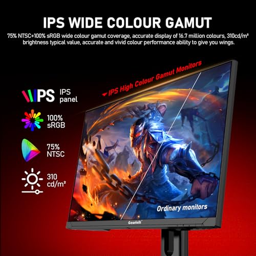 Gawfolk 27 inch 2K QHD(2560×1440) PC Screen, 180Hz Gaming Monitor, 1ms Without Bezel, FreeSync,100% sRGB, 178° Wide Viewing Angle, HDMI2.0 & DisplayPort 1.4, 75 * 75MM Wall Mount Compatible- Black - Image 5
