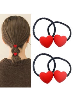 4Pcs Valentines Day Hair Scrunchies Red Heart Hair Ties Elastic Rubber Bands Ponytail Holders for Women Girls Kids Fashion Hair Accessories Valentines Day Gift