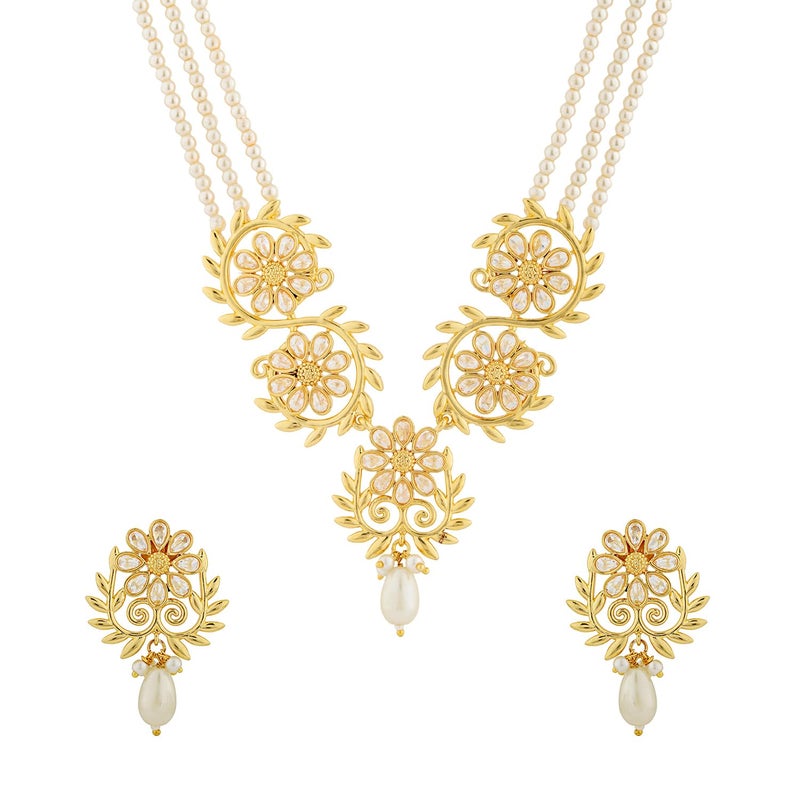 VOYLLA Gota Patti Maharani Gulmala Necklace Set For Women, Gold Jewellery Set, Gift For Women & Girls, Enamelled Jewellery, Festive, Puja, Wedding, Gifting - Image 4