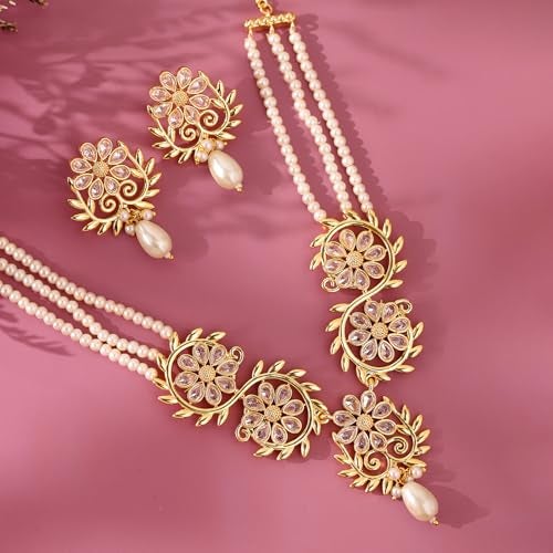 VOYLLA Gota Patti Maharani Gulmala Necklace Set For Women, Gold Jewellery Set, Gift For Women & Girls, Enamelled Jewellery, Festive, Puja, Wedding, Gifting - Image 2