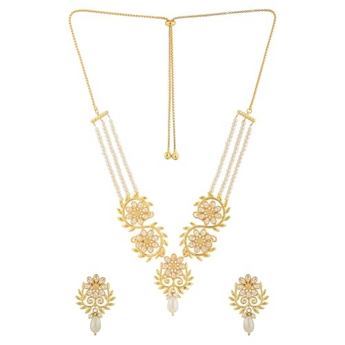 VOYLLA Gota Patti Maharani Gulmala Necklace Set For Women, Gold Jewellery Set, Gift For Women & Girls, Enamelled Jewellery, Festive, Puja, Wedding, Gifting - Image 5
