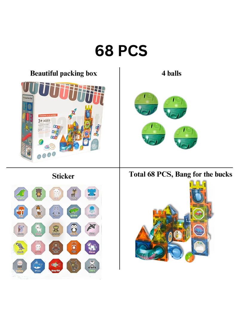 Magnetic Sheet for Kids, 68 Pcs STEM Approved Educational Building Blocks Set, Creative Magnet Puzzles & Stacking Toys for Toddlers, Boys & Girls6  - Image 5