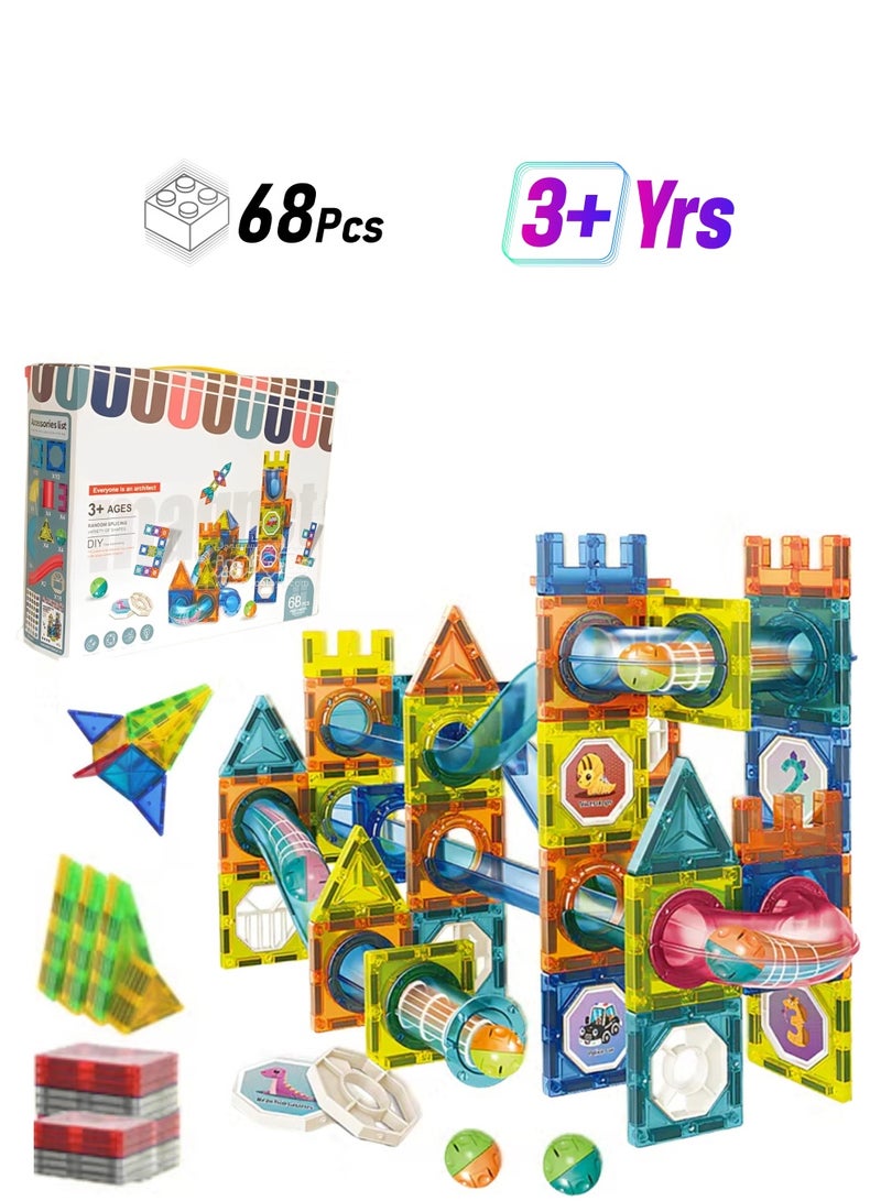 Magnetic Sheet for Kids, 68 Pcs STEM Approved Educational Building Blocks Set, Creative Magnet Puzzles & Stacking Toys for Toddlers, Boys & Girls6  - Image 1