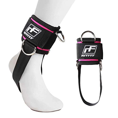 RitFit Kickback Ankle Straps Padded Ankle Strap for Cable Machine,Strong Hook and Loop,Reinforced 3 D-Ring, Adjustable Comfort fit Neoprene - Premium Ankle Cuffs to Enhance Abs, Glute & Leg Workouts - Image 1