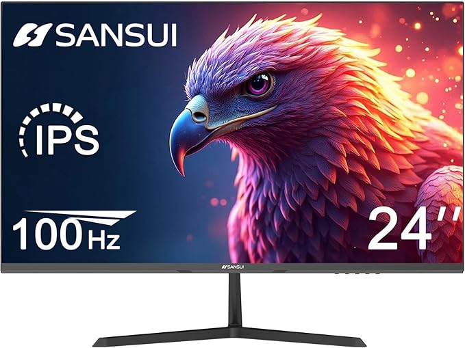 SANSUI 24 inch Monitor, IPS Display FHD Computer Monitor, 100Hz Monitor VESA Mount with HDMI Inputs for Home Office (HDMI Cable Included) - Image 1