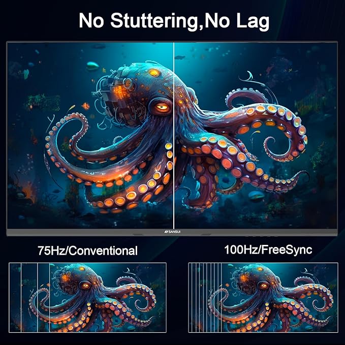 SANSUI 24 inch Monitor, IPS Display FHD Computer Monitor, 100Hz Monitor VESA Mount with HDMI Inputs for Home Office (HDMI Cable Included) - Image 3