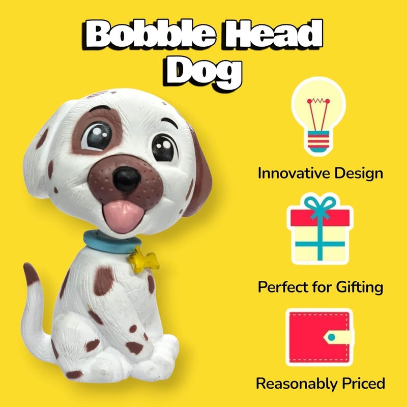 RIANZ ® Bobble Head Dog for Car Dashboard, Home & Office | Cute Wobbling Head Puppy Figurine | Decorative Dog Showpiece Toy | Gift Item for Kids, Friends & Pet Lovers (White & Brown) - Image 2