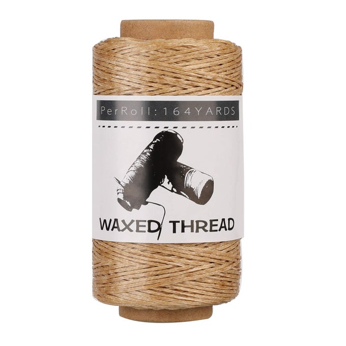 WAXED THREAD 150M 164YARDS KHAKI LEATHER SEWING THREAD HAND STITCHING THREADS FOR HAND SEWING BOOKBINDING AND BEGINNERS LEATHER CRAFT DIY