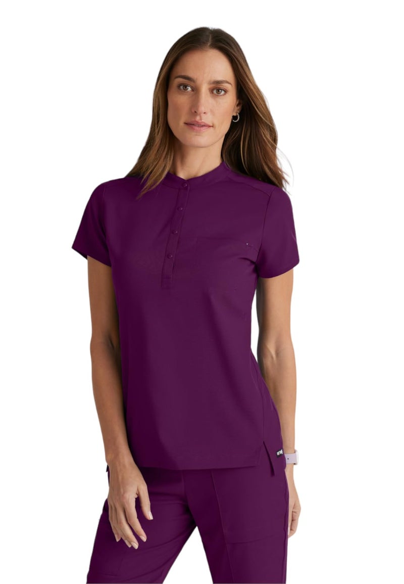 BARCO Grey's Anatomy Spandex Stretch Direct - Rush Scrub Top for Women Wine Large - Image 1