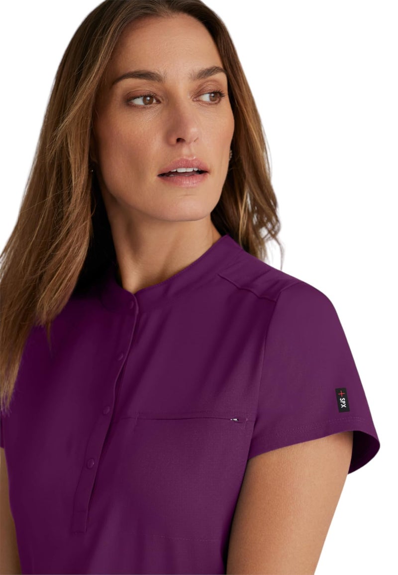 BARCO Grey's Anatomy Spandex Stretch Direct - Rush Scrub Top for Women Wine Large - Image 5