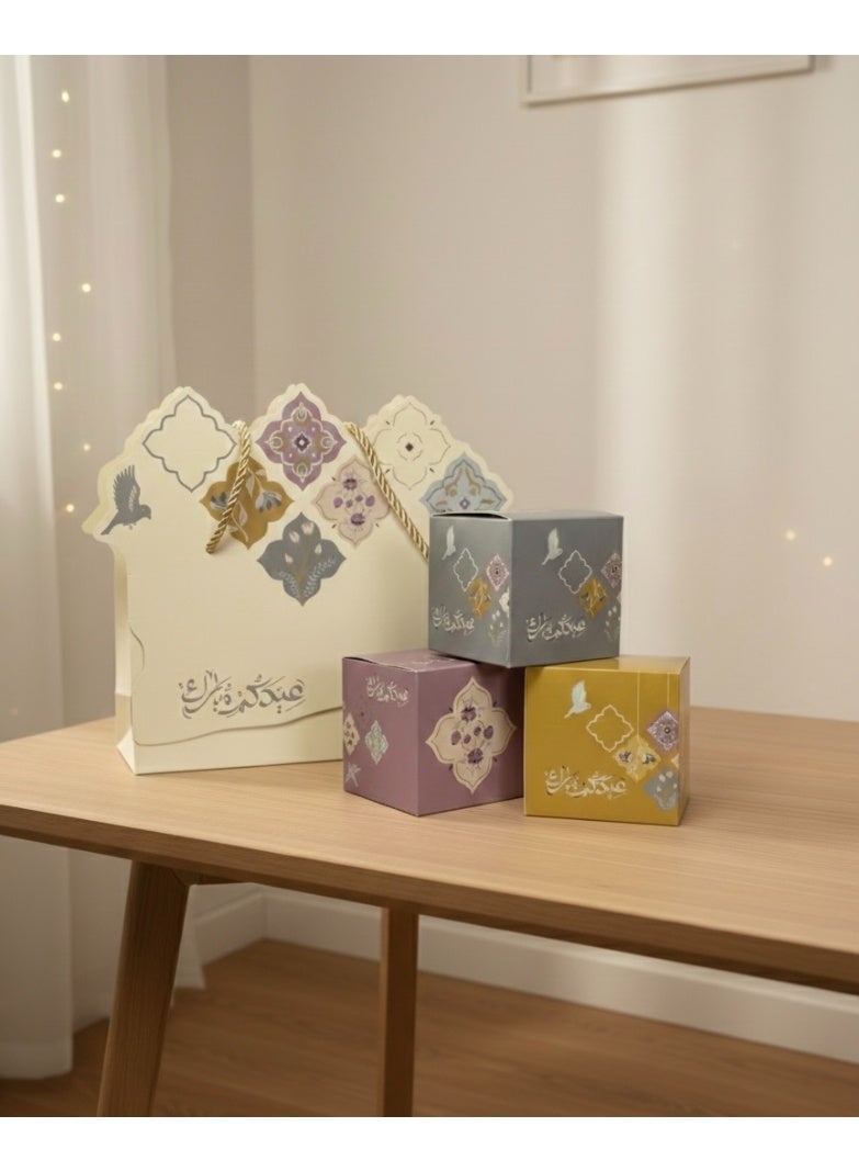 صندوق توزيعات العيد فاخر مع علب هدايا صغيرة – زخارف أنيقة – علب عيديات جاهزة للتعبئة – مثالي للعيد, بوكسات توزيعات جاهزة 12 قطعة - Image 1