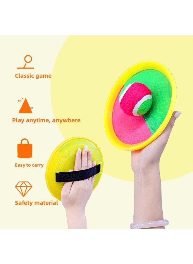 Production Of High Quality Plastic PP Sticky Cloth Sticky Bat Sticky Bat Ball Outdoor Leisure Suction Cup Racket Toy-Specifications:Yellow Racket [pink + Green] 4 Shots, 4 Pink + Green Hard Balls, White Box Packaging - Image 2