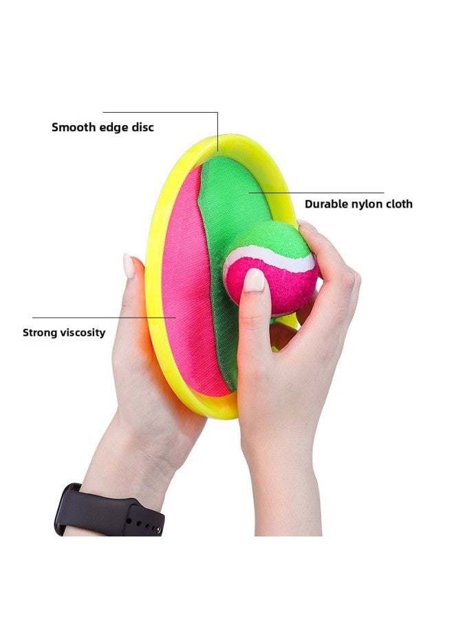 Production Of High Quality Plastic PP Sticky Cloth Sticky Bat Sticky Bat Ball Outdoor Leisure Suction Cup Racket Toy-Specifications:Yellow Racket [pink + Green] 4 Shots, 4 Pink + Green Hard Balls, White Box Packaging - Image 4