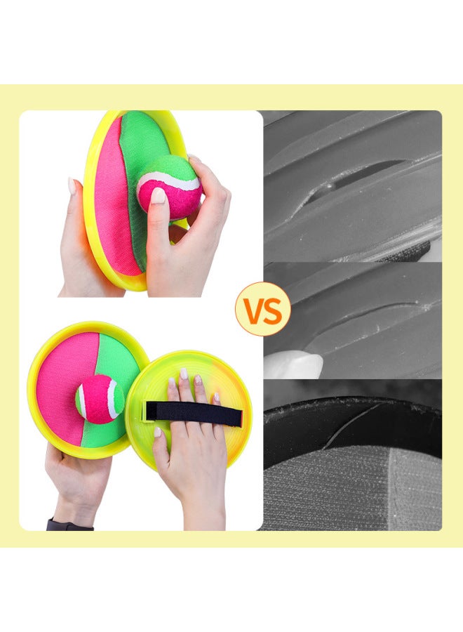 Production Of High Quality Plastic PP Sticky Cloth Sticky Bat Sticky Bat Ball Outdoor Leisure Suction Cup Racket Toy-Specifications:Yellow Racket [pink + Green] 4 Shots, 4 Pink + Green Hard Balls, White Box Packaging - Image 5