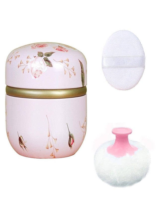 Qopoto Body Powder Puff and Container for Dusting Powder, Women Powder Puff and Powder Case for Bath and Travel (Romantic Flowers) - Image 1