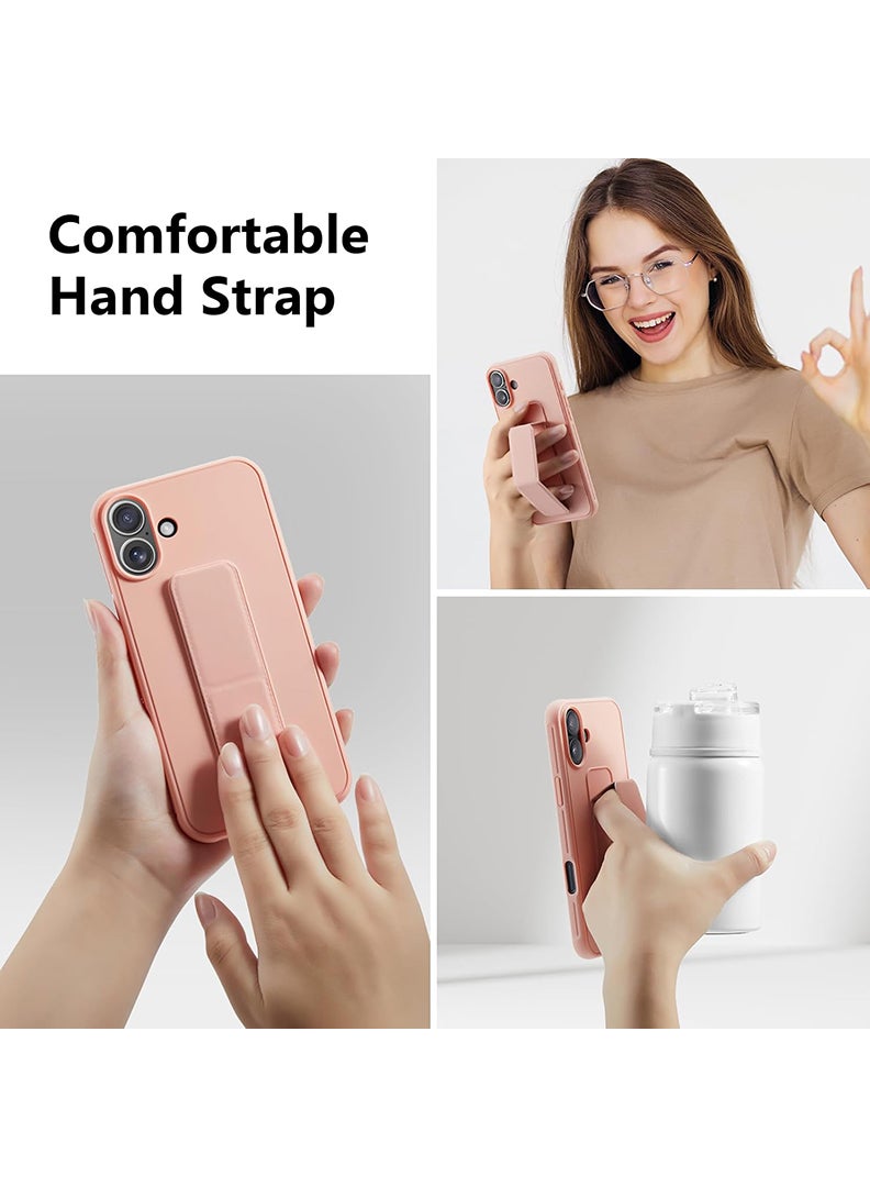 Case Up Compatible with Apple iPhone 16 Case with Magnetic Stand & Holder, Premium Silicone Finger Grip Strap Holder Case Car Mount Kickstand Cover- Pink - Image 4
