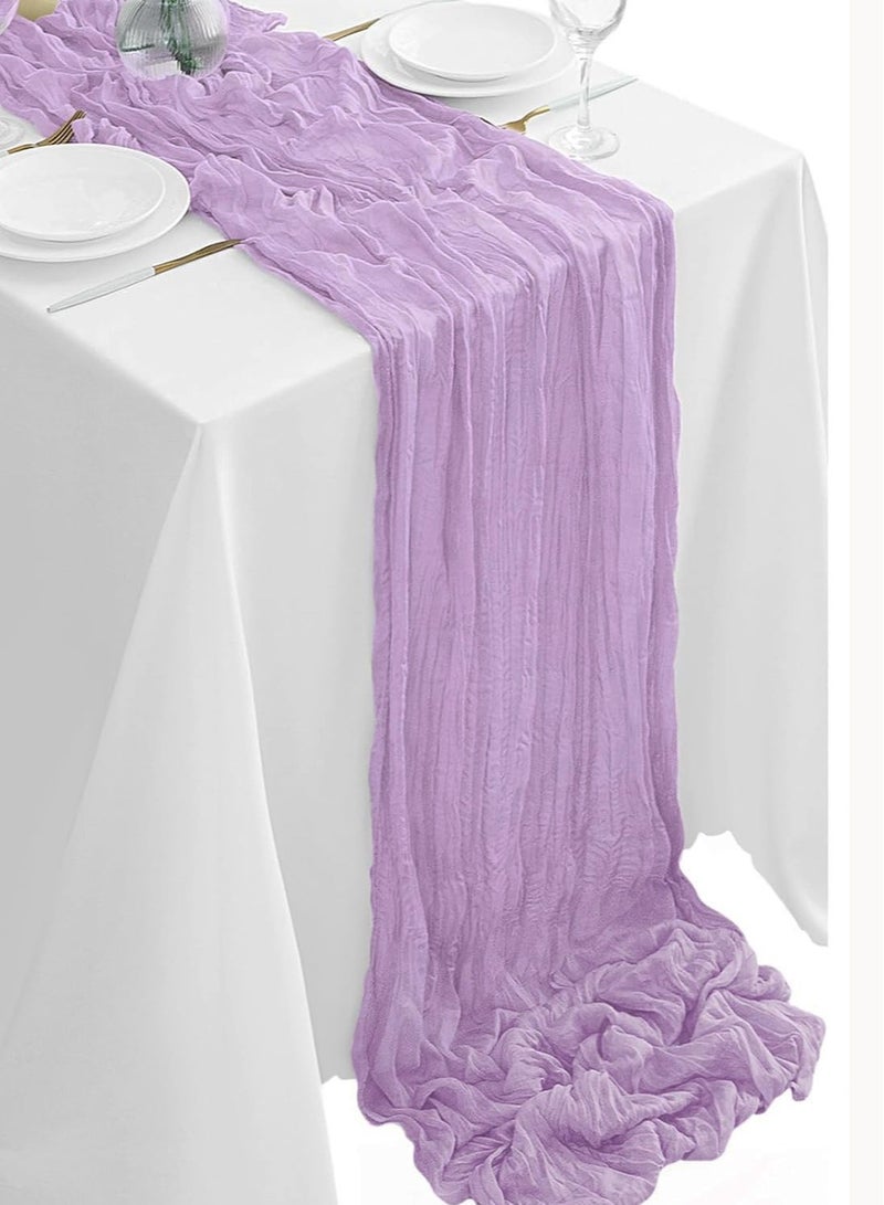 4M Table Runner Purple Gauze Table Runner for Wedding Reception Sheer Bridal Shower Birthday Party Boho Table Decoration Romantic Wedding Long Tablecloth  - Image 1