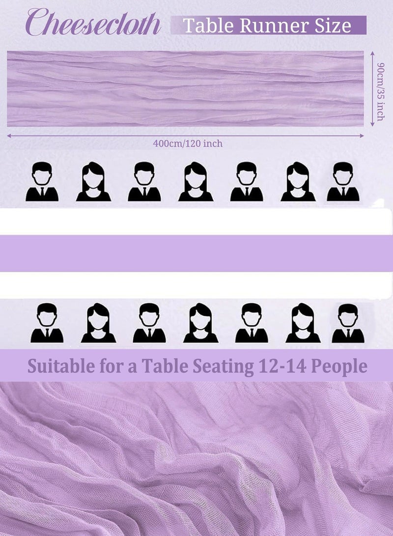 4M Table Runner Purple Gauze Table Runner for Wedding Reception Sheer Bridal Shower Birthday Party Boho Table Decoration Romantic Wedding Long Tablecloth  - Image 2