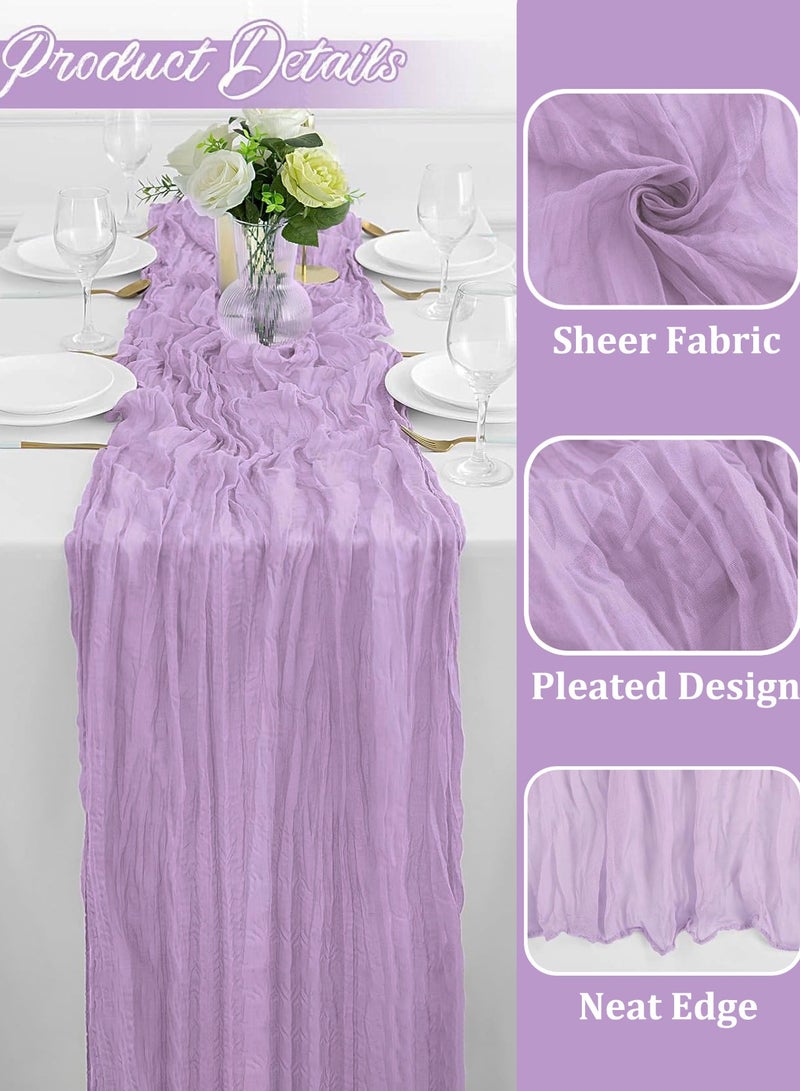 4M Table Runner Purple Gauze Table Runner for Wedding Reception Sheer Bridal Shower Birthday Party Boho Table Decoration Romantic Wedding Long Tablecloth  - Image 3
