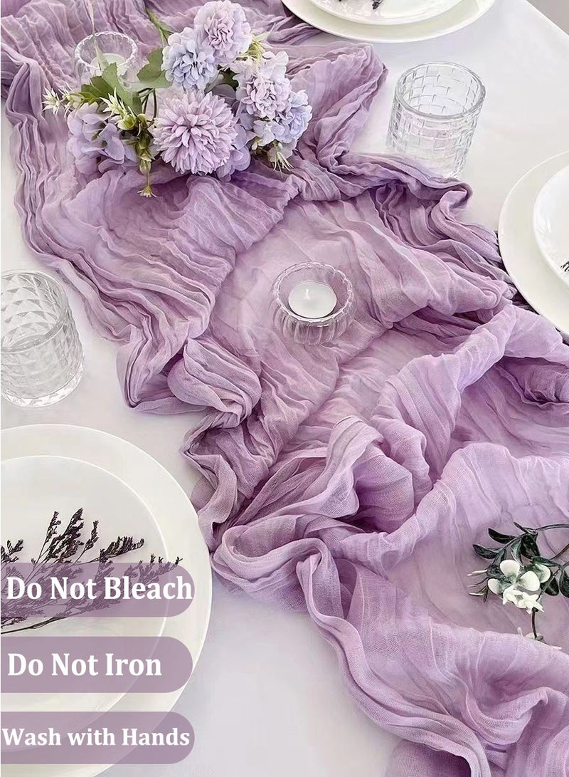 4M Table Runner Purple Gauze Table Runner for Wedding Reception Sheer Bridal Shower Birthday Party Boho Table Decoration Romantic Wedding Long Tablecloth  - Image 4