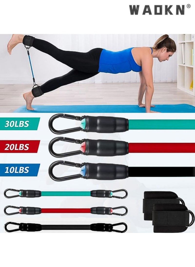WAOKN Ankle Straps,1Set Body Exercisers,Including 3pcs Tension Ropes、 2pcs Ankle Straps、1pc Storage Bag,Hip Lifting Leg TrainingMuscle ExerciseAnd Strength Training Suitable For Men & Women  - Image 3