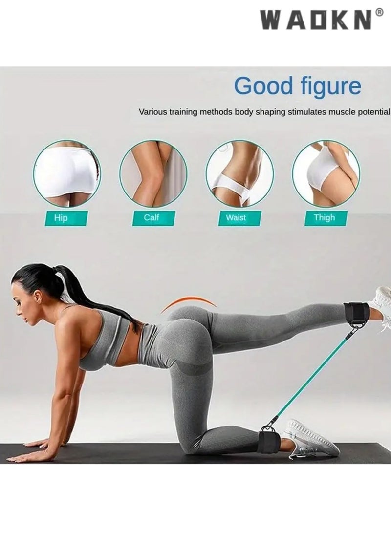 WAOKN Ankle Straps,1Set Body Exercisers,Including 3pcs Tension Ropes、 2pcs Ankle Straps、1pc Storage Bag,Hip Lifting Leg TrainingMuscle ExerciseAnd Strength Training Suitable For Men & Women  - Image 5