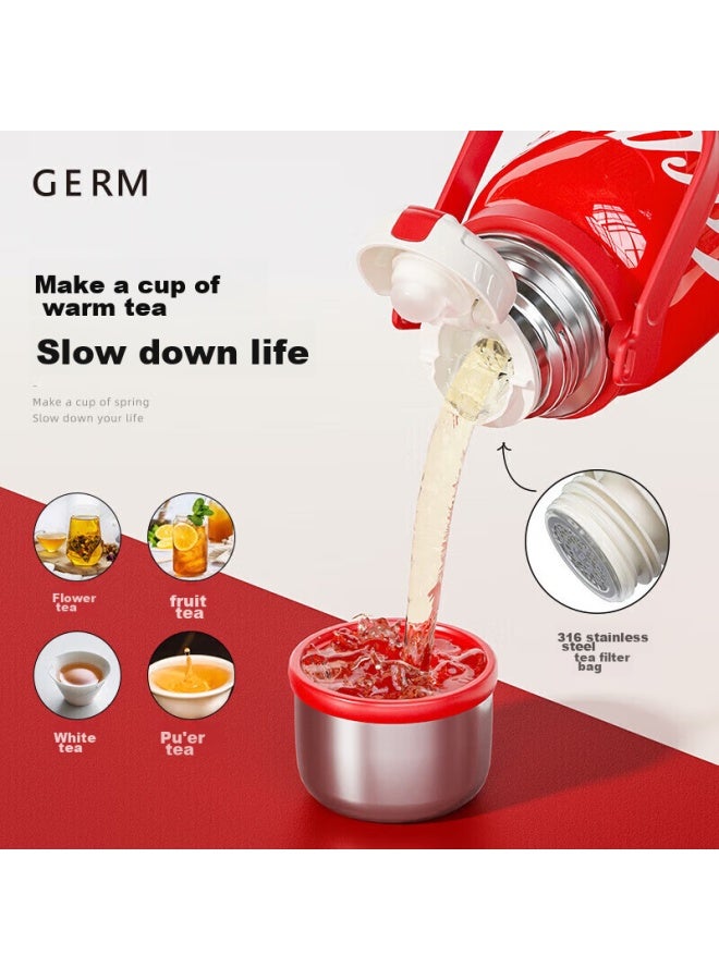 Germ Coca-cola Rhythm Insulated Water Bottle For Men And Women, Sports Water Bottle, Large Capacity Car Cup, Student Cup, 800ml, Red - Image 3
