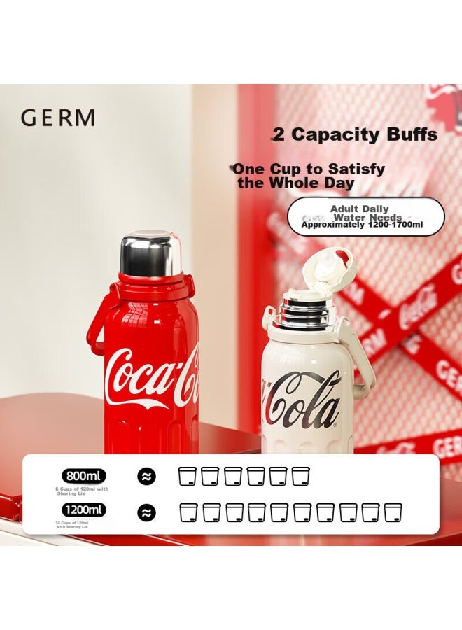 Germ Coca-cola Rhythm Insulated Water Bottle For Men And Women, Sports Water Bottle, Large Capacity Car Cup, Student Cup, 800ml, Red - Image 2