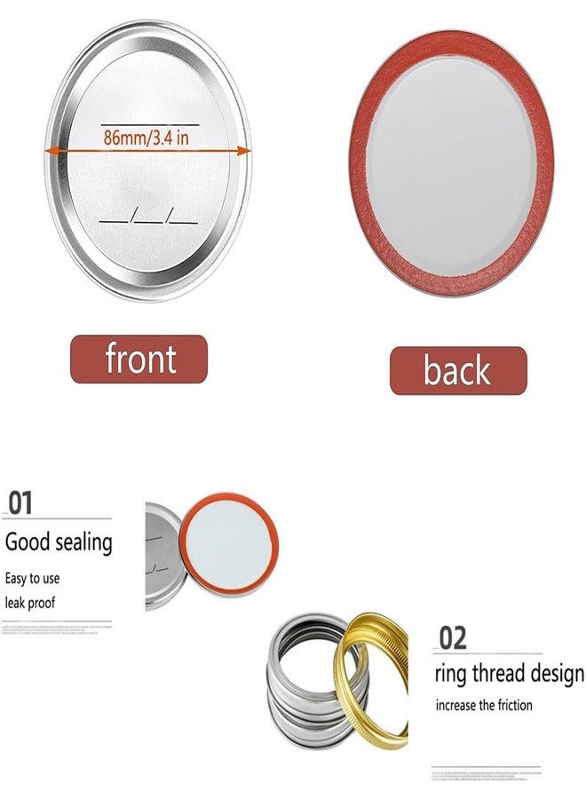 بي إس إل مجموعة أغطية تعليب BSL مكونة من 48 قطعة مع حلقات، أغطية برطمانات ماسون ممتازة مع حلقات/أشرطة لبرطمانات ذات فتحة واسعة 86 مم - مصنوعة من مواد آمنة غذائيًا، ملائمة تمامًا ومحكمة الإغلاق. - Image 2