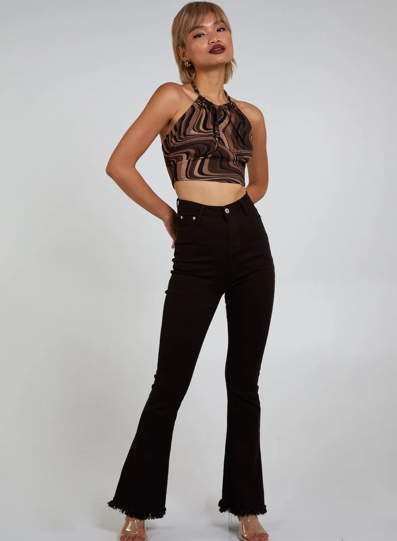 Pink Vanilla  Halter Neck Marble Print Top for Women | Best Price UAE